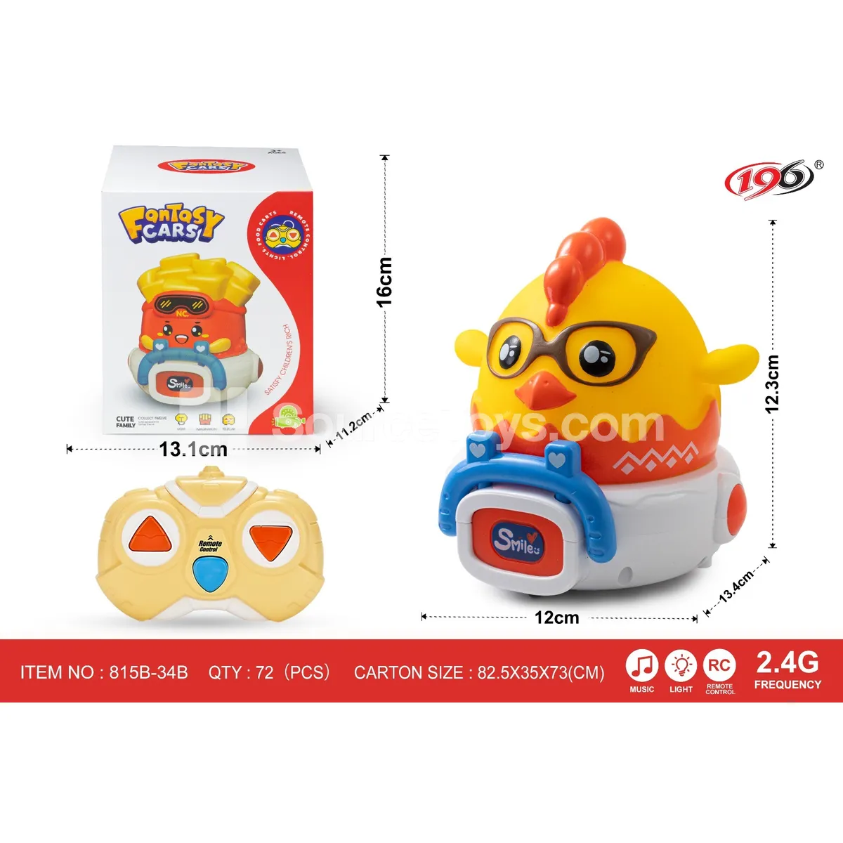 2.4G 3CH Remote Control Vinyl Chick Car with Lights and Music