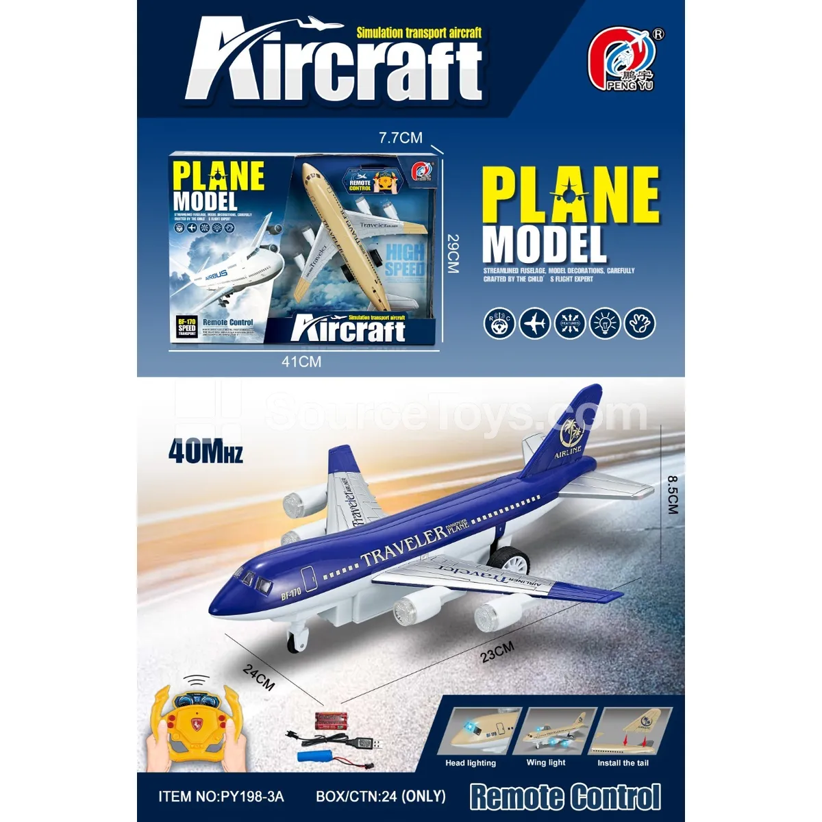 4-Channel Remote Control Airplane with 3-Color Lights 4-Channel Remote Control Airplane with 3-Color Lights