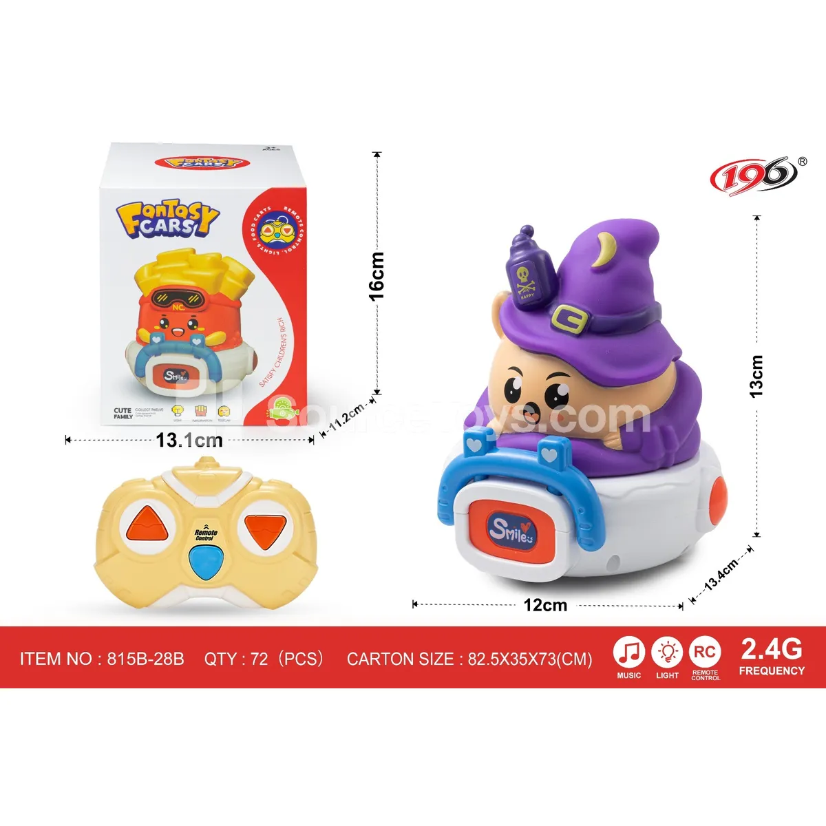 2.4G 3-Channel Remote Control Vinyl Witch Car with Lights & Music