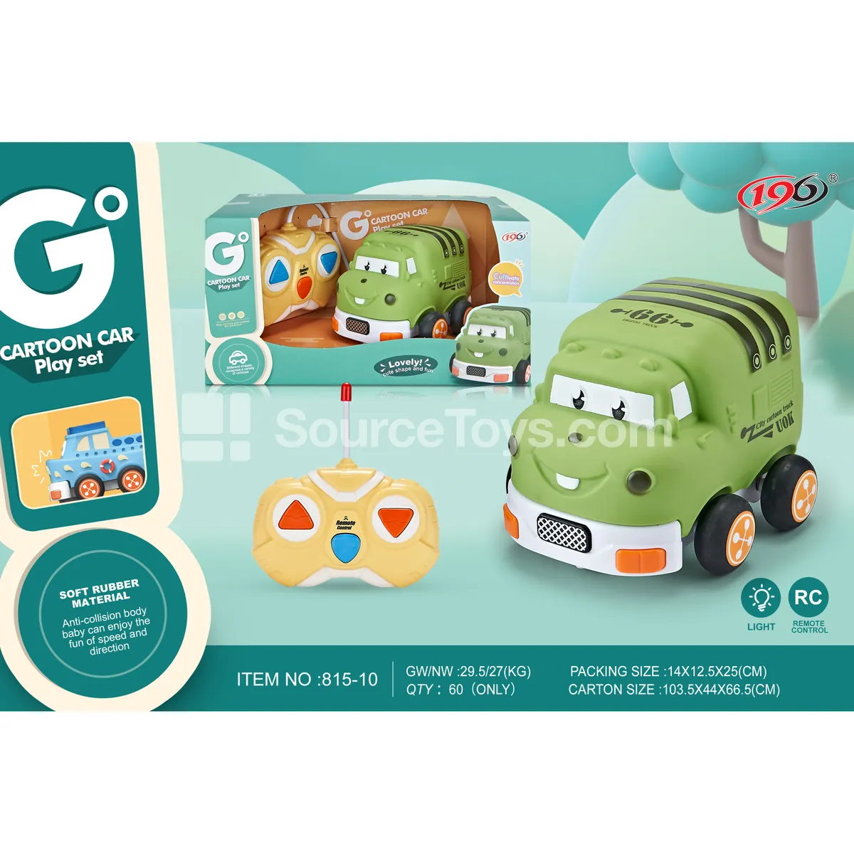 2-channel remote control vinyl garbage truck with lights