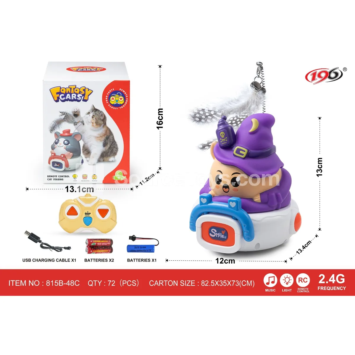 2.4G 3-Channel Remote Control Vinyl Cat Tease Witch Car