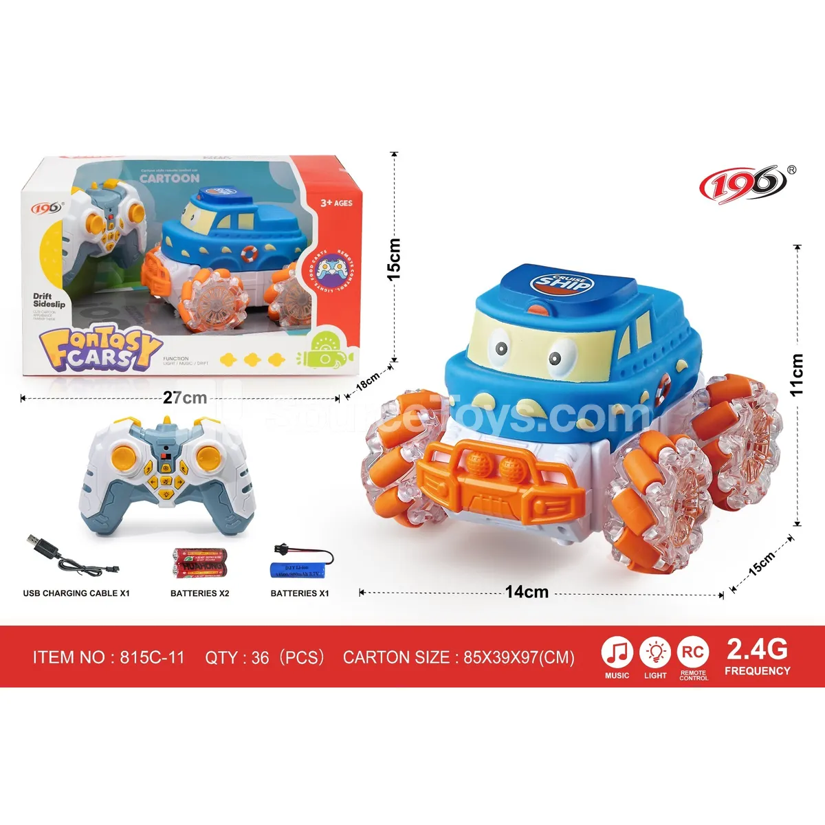 2.4G Remote Control Stunt Vinyl Yacht with Lights & Music (Battery Included)