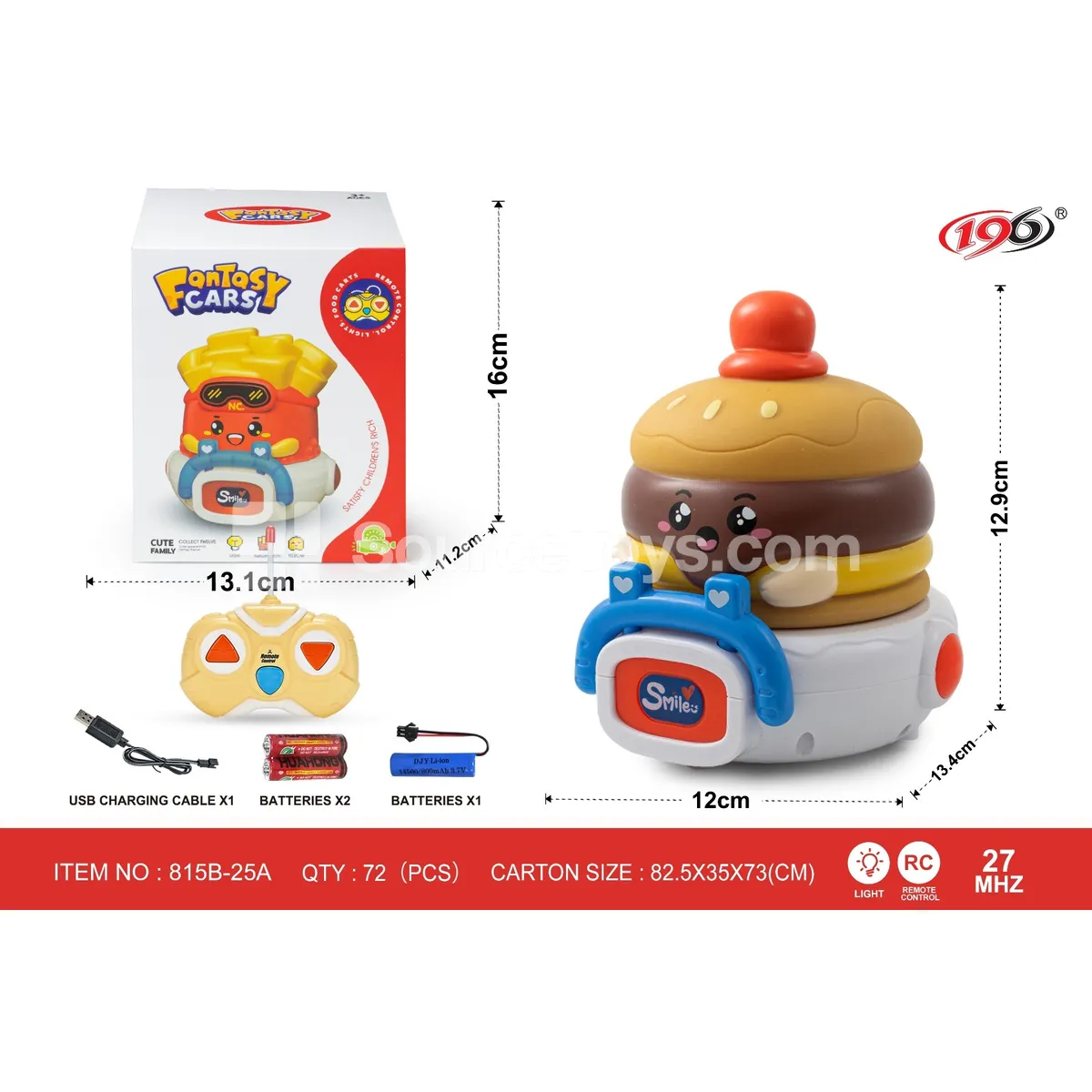 27-Channel 2-Function Remote Control Vinyl Hamburger Truck with Lights, Battery Included