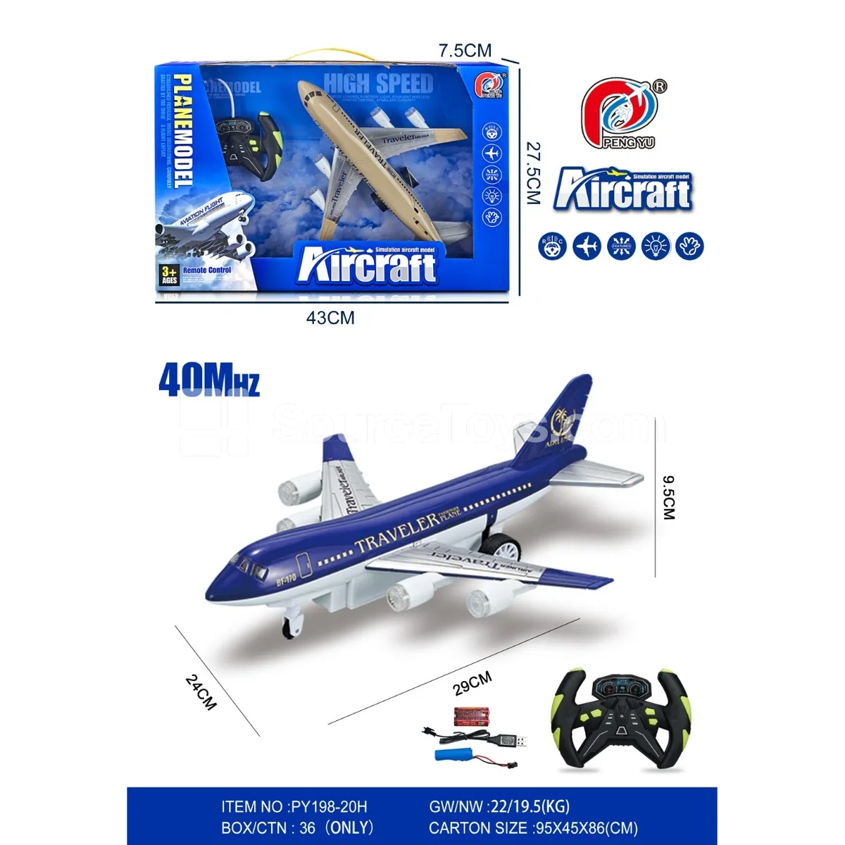 4-Channel RC Passenger Airplane with Lights 4-Channel RC Passenger Airplane with Lights