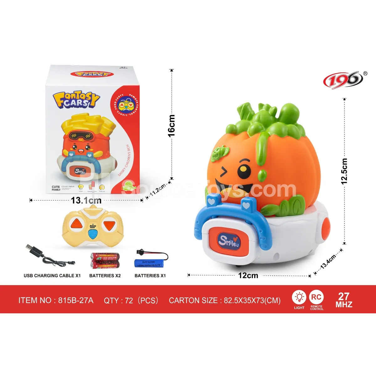 27MHz 2-Channel Remote Control Vinyl Pumpkin Car with Lights (Battery Included)