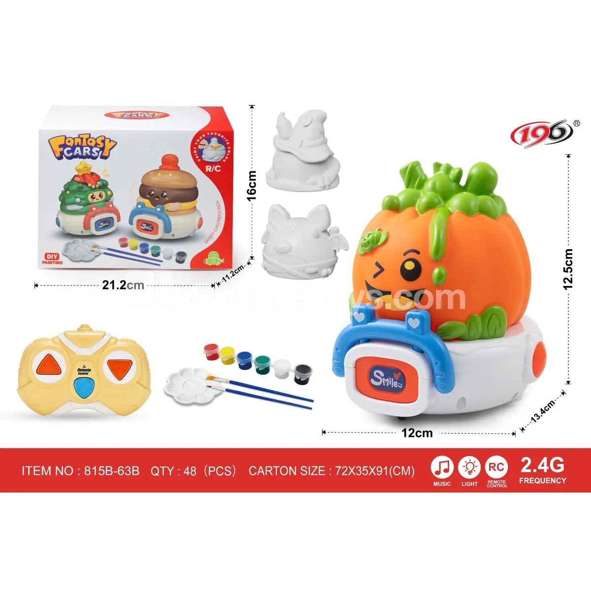 2.4G 3-in-1 Remote Control Vinyl Pumpkin / Witch / Bat Car with Lights & Music