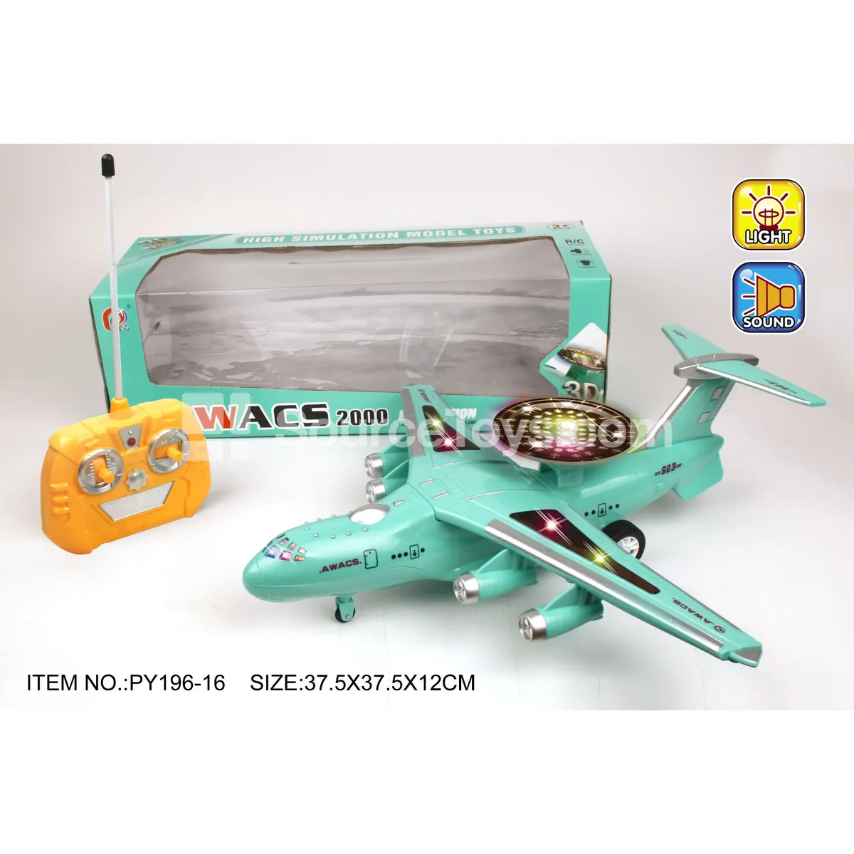 4-Channel RC Early Warning Aircraft with 3D Lights & Music