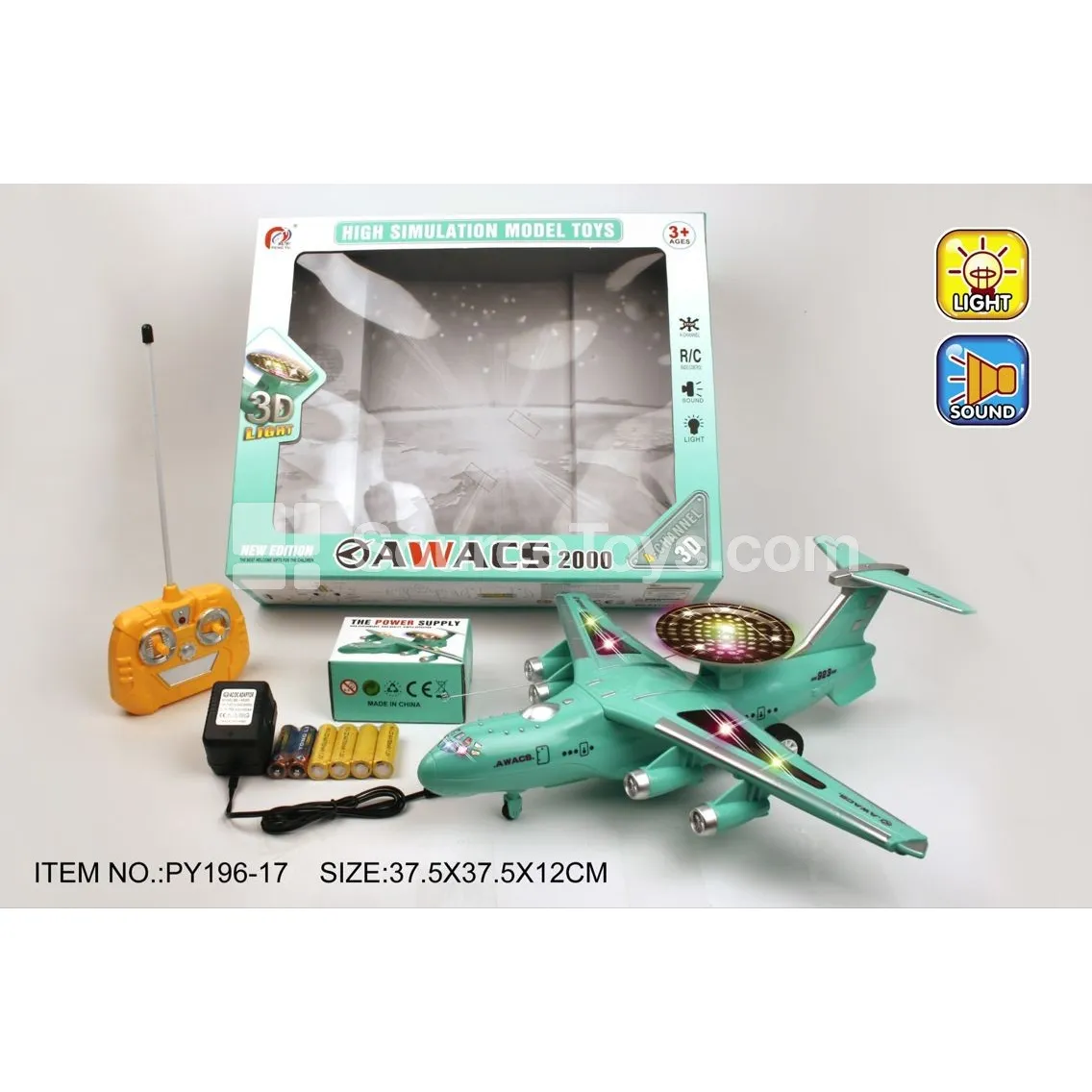 4-Channel Remote Control Early Warning Aircraft with 3D Lights & Music