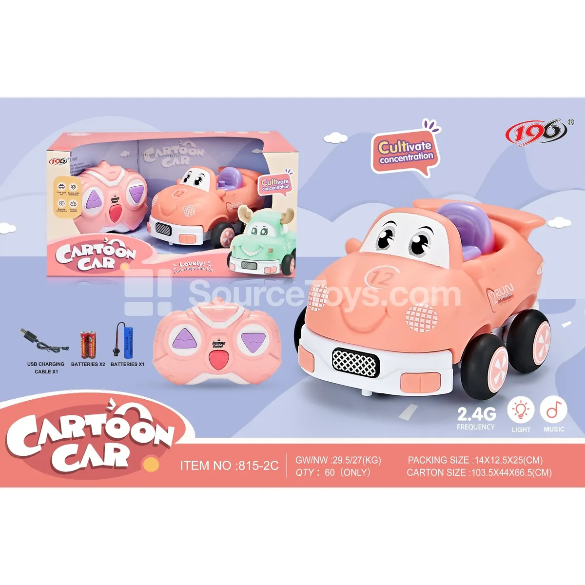 2.4G 3-Channel RC Vinyl Racing Car with Lights & Music