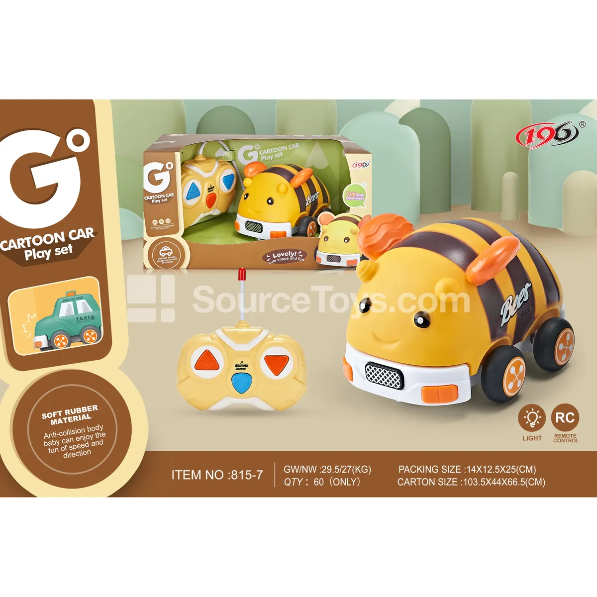 2-Channel Vinyl Remote Control Bee Car with Lights 2-Channel Vinyl Remote Control Bee Car with Lights