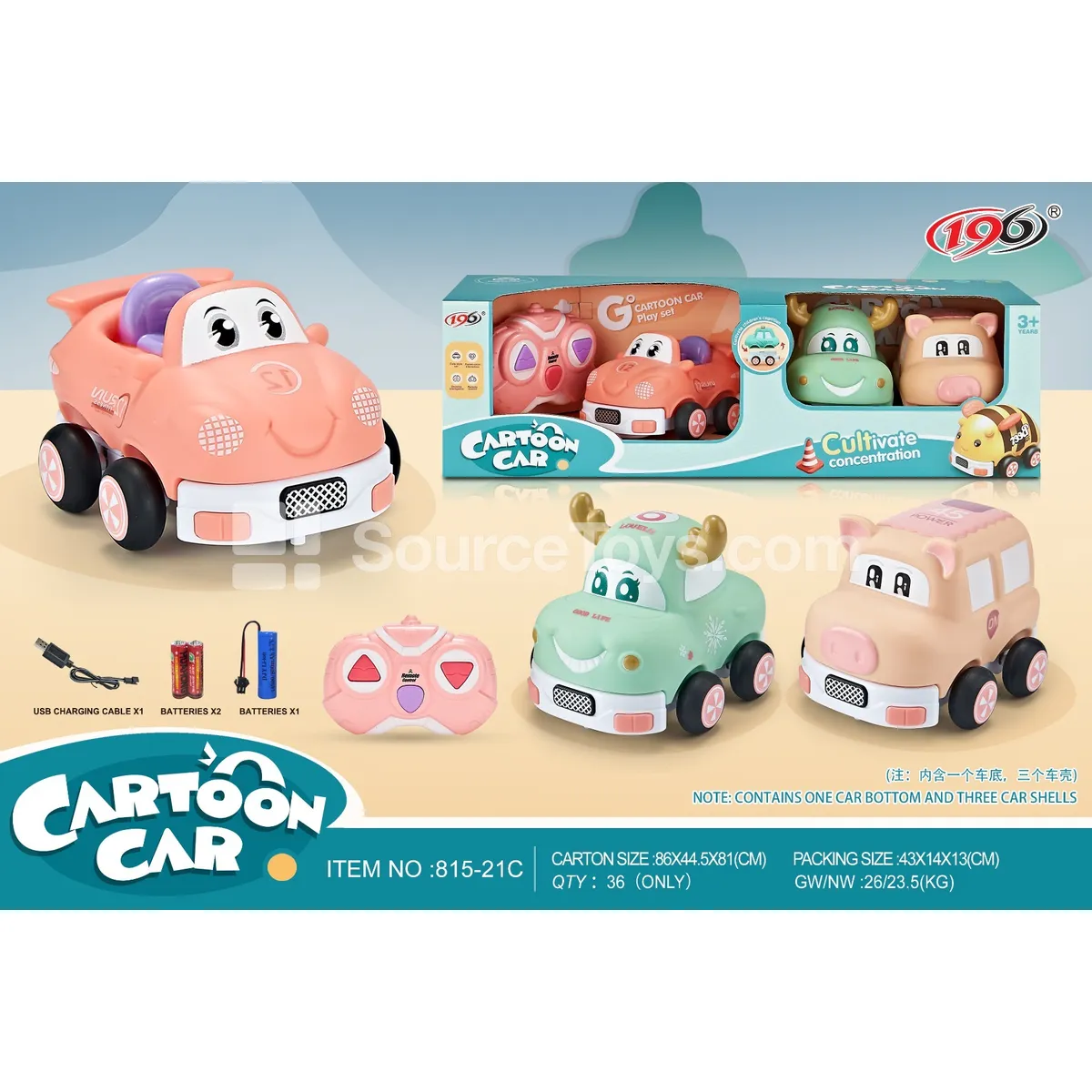 2.4GHz 3-Channel Remote Control Transforming Vinyl Deer/Pig Car with Lights & Music
