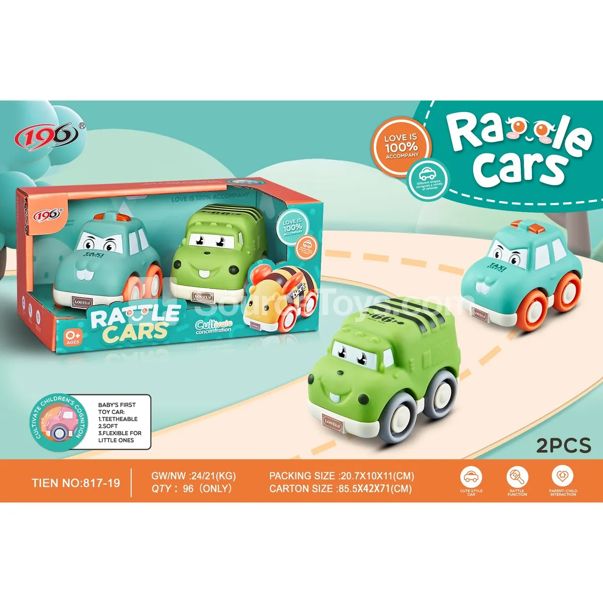 Ride-on vinyl toy cars: taxi and military truck with bells Ride-on vinyl toy cars: taxi and military truck with bells