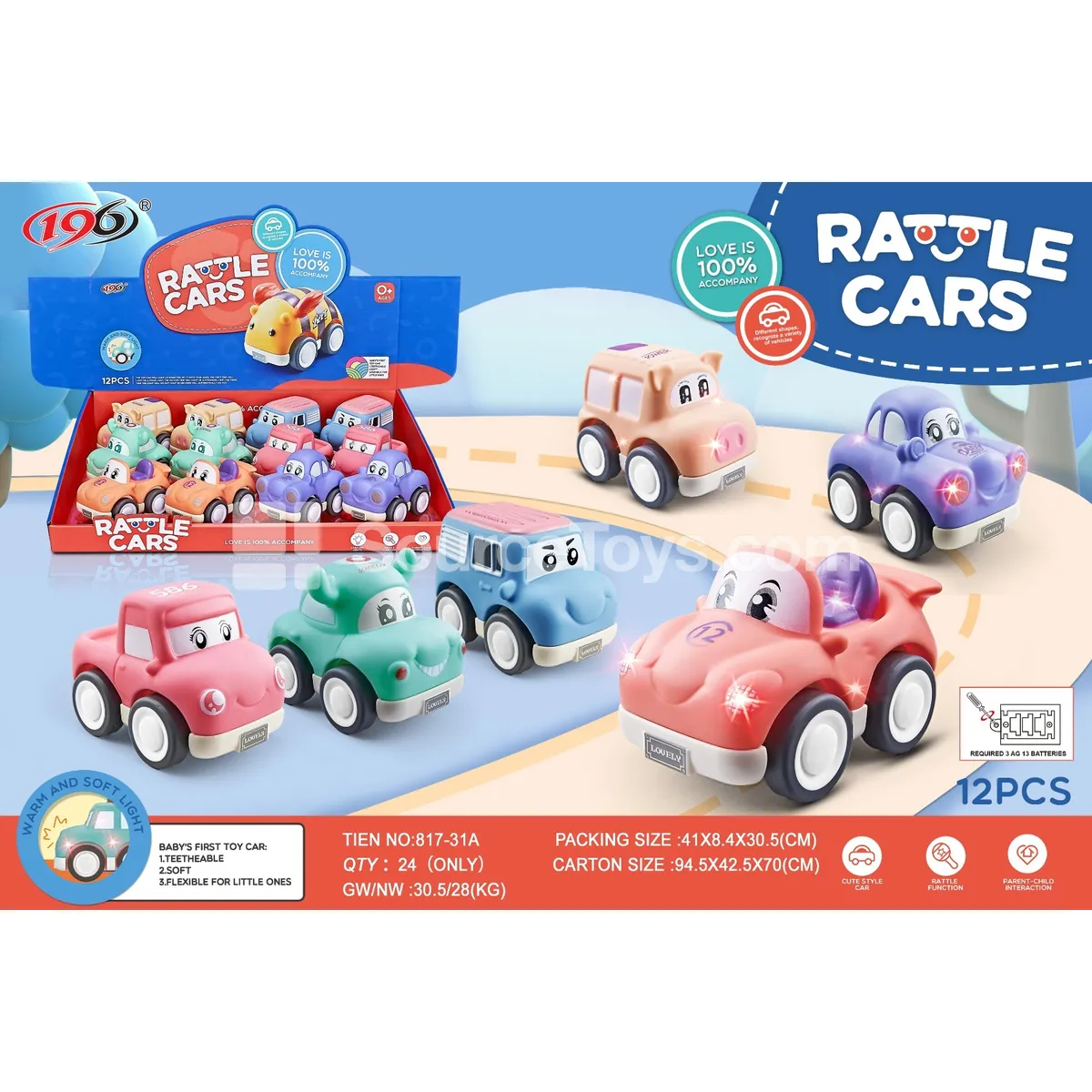 Lamp-Style Pullback Vinyl Vehicles - 6 Assorted Styles with Light Lamp-Style Pullback Vinyl Vehicles - 6 Assorted Styles with Light