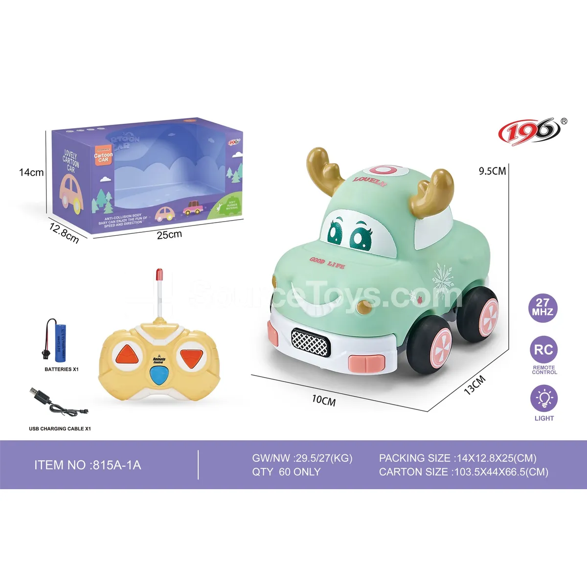 2-Channel Remote Control Vinyl Deer Car with Lights (Battery Included) 2-Channel Remote Control Vinyl Deer Car with Lights (Battery Included)