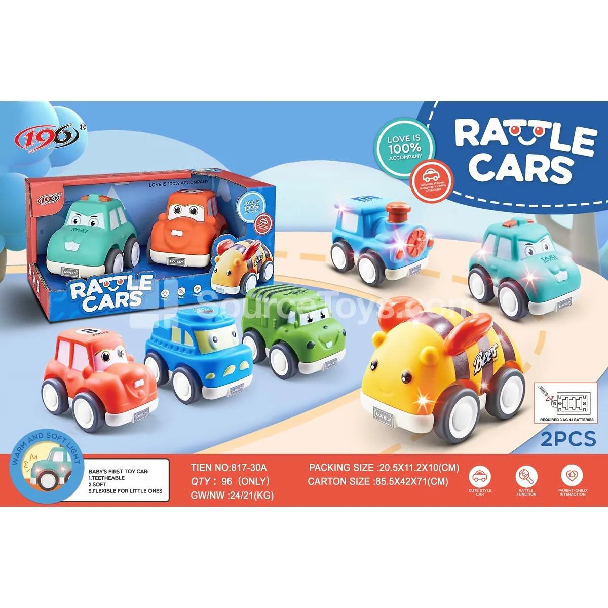 Six Assorted Pull-Back Vinyl Cars with Lights Six Assorted Pull-Back Vinyl Cars with Lights