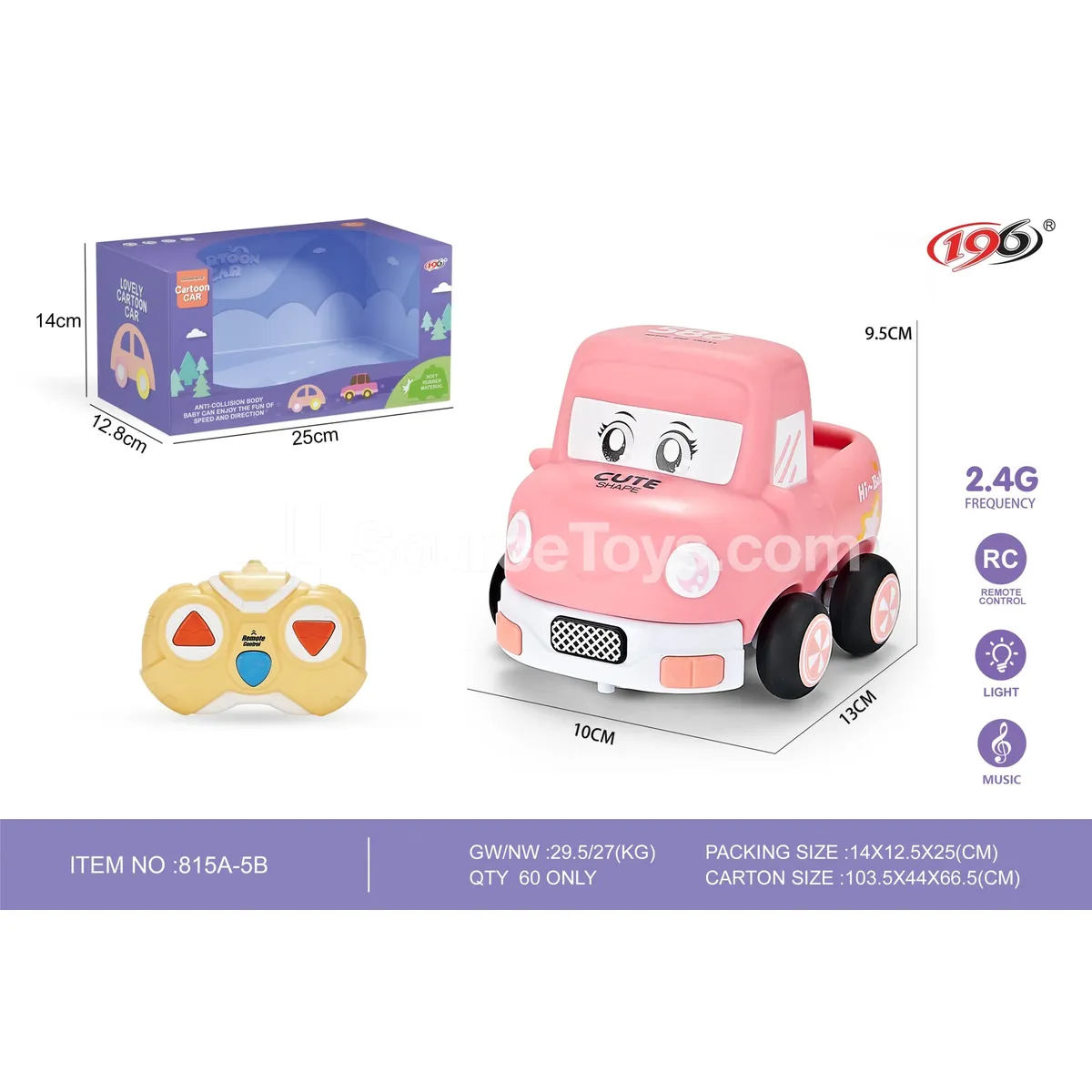 3-Channel Remote Control Vinyl Truck with Lights and Music