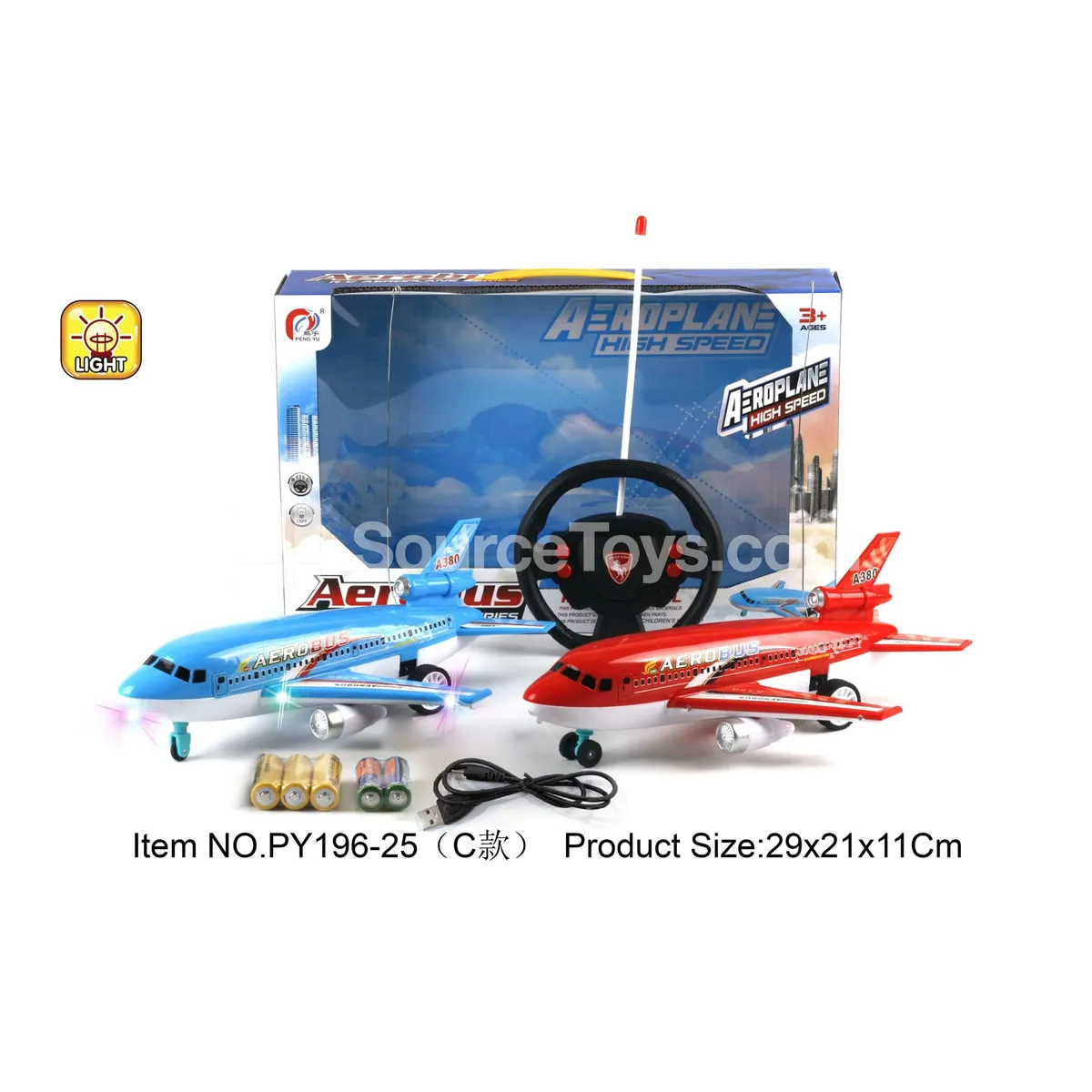 4-Channel Remote Control Passenger Plane with 3-Color Flashing Lights & Battery Included 4-Channel Remote Control Passenger Plane with 3-Color Flashing Lights & Battery Included