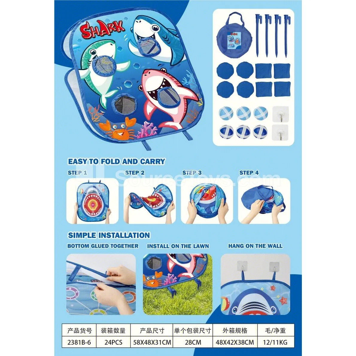 Folding Shark Beanbag Toss Target