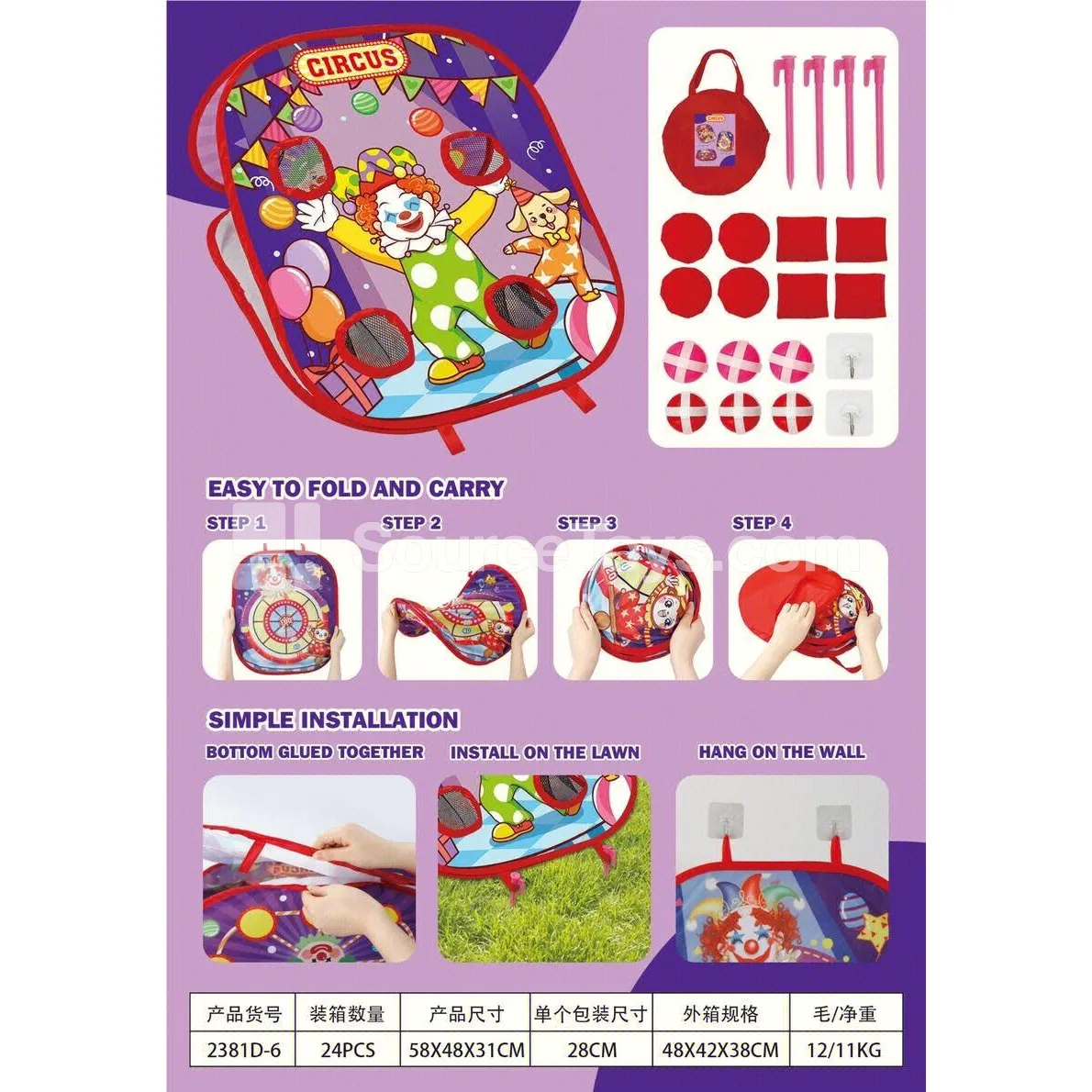 Folding Beanbag Toss Board Clown Target
