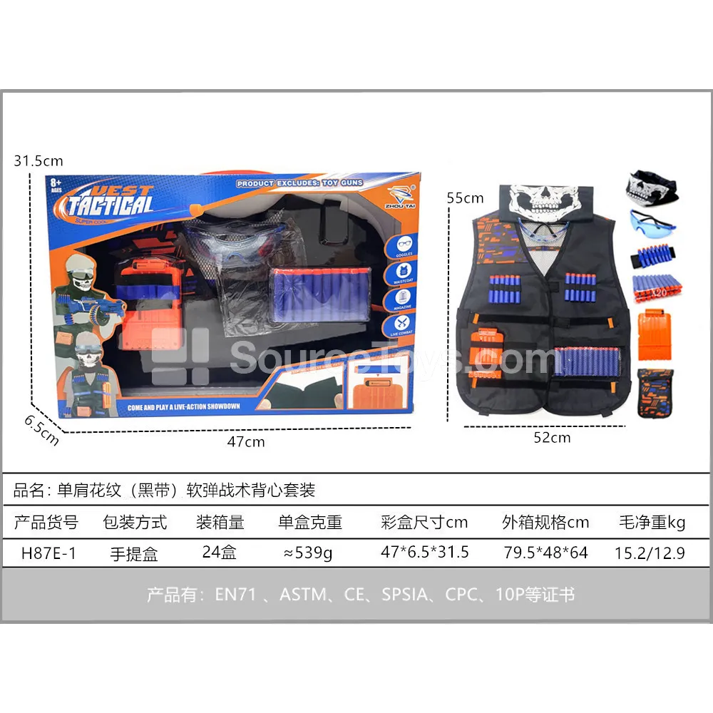 Single-Shoulder Patterned Tactical Vest Set with Foam Darts