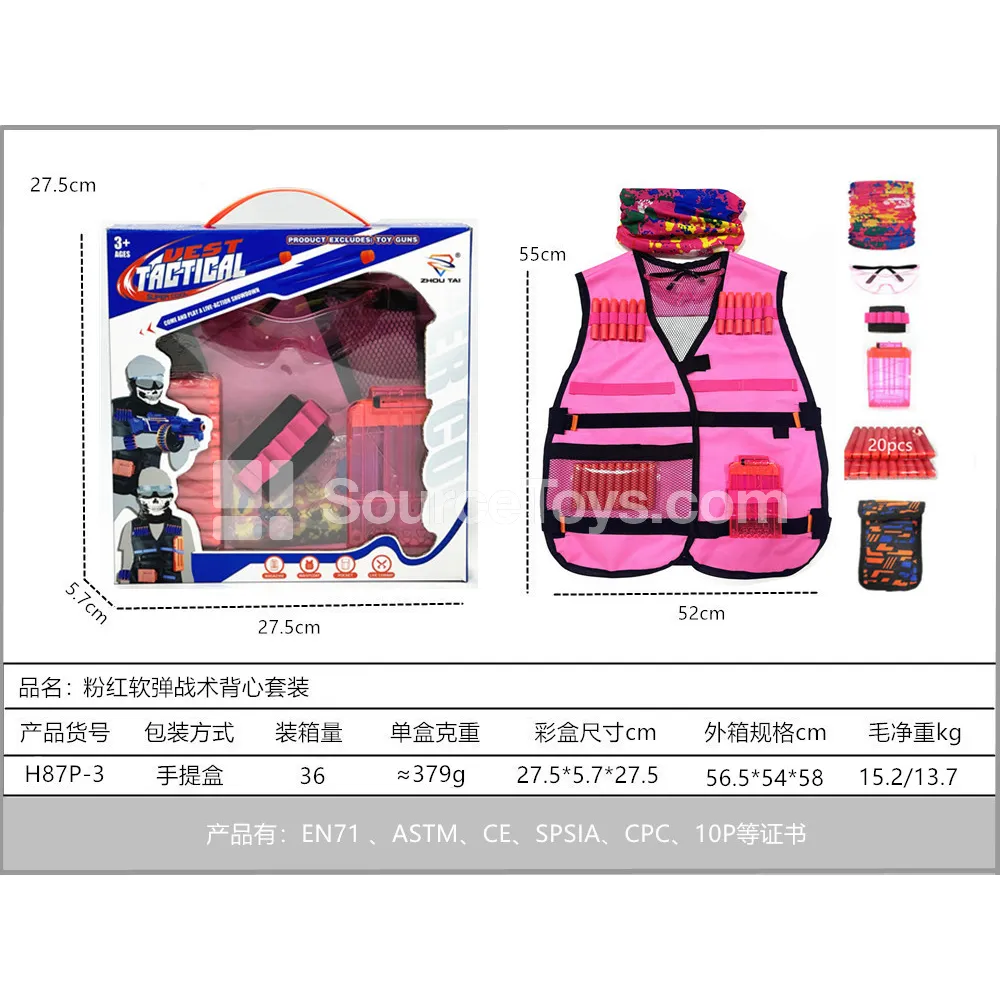 Pink Soft Bullet Tactical Vest Set