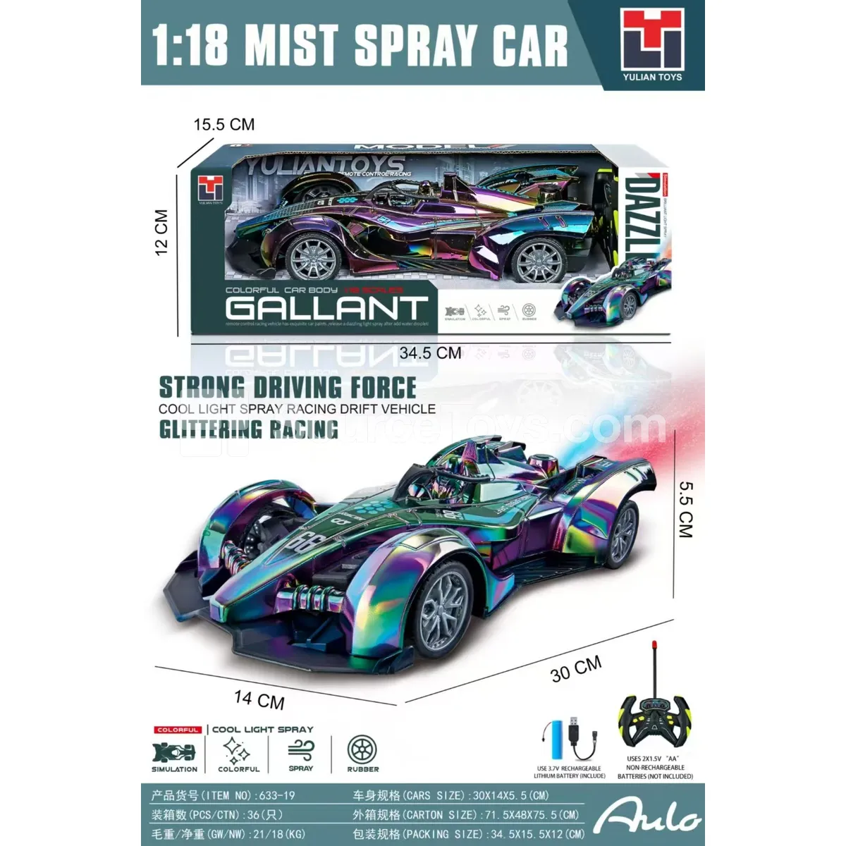 1:14 5-Channel Plated Lights Spray Remote Control Racing Car 1:14 5-Channel Plated Lights Spray Remote Control Racing Car