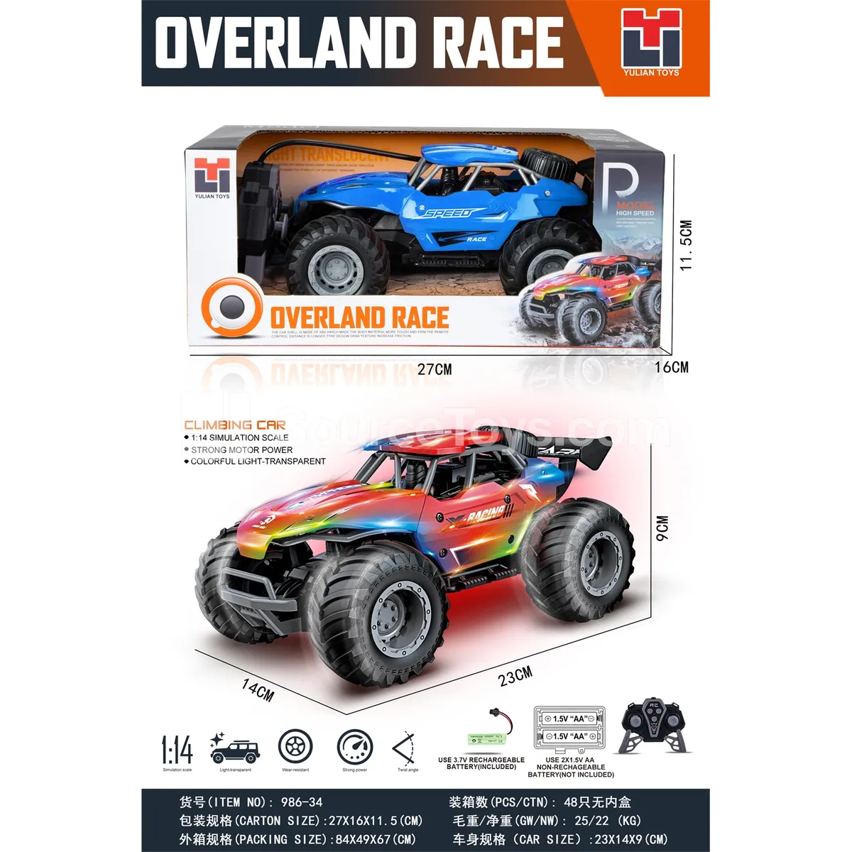 1:18 Scale Off-Road Vehicle with Transparent Body (Battery Included) 1:18 Scale Off-Road Vehicle with Transparent Body (Battery Included)