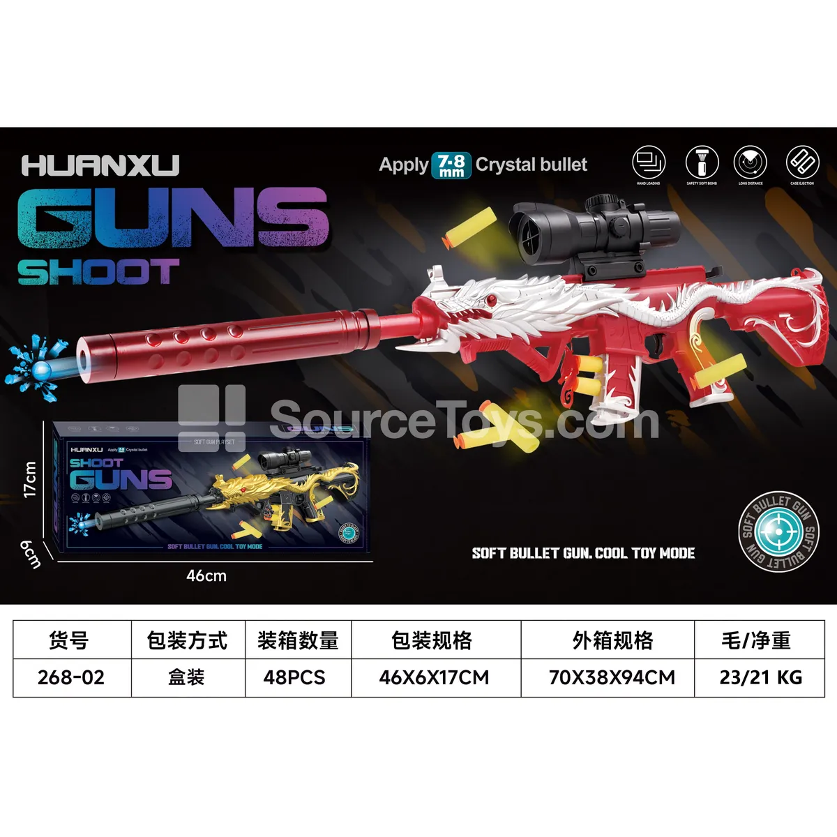 Dual-Mode Toy Blaster with EVA Darts & Gel Beads