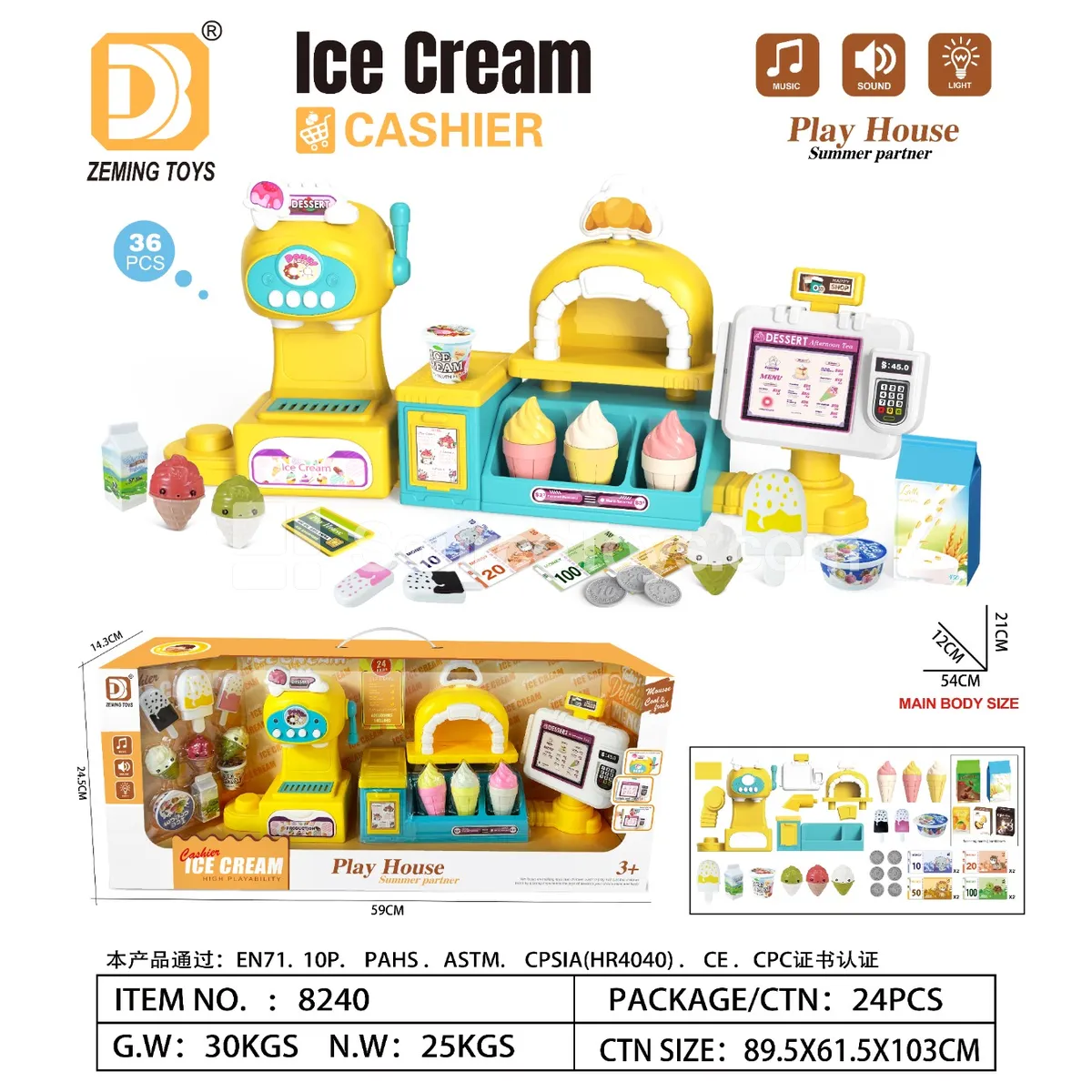 Ice Cream Machine, Ice Cream Stand, and Order Counter Set
