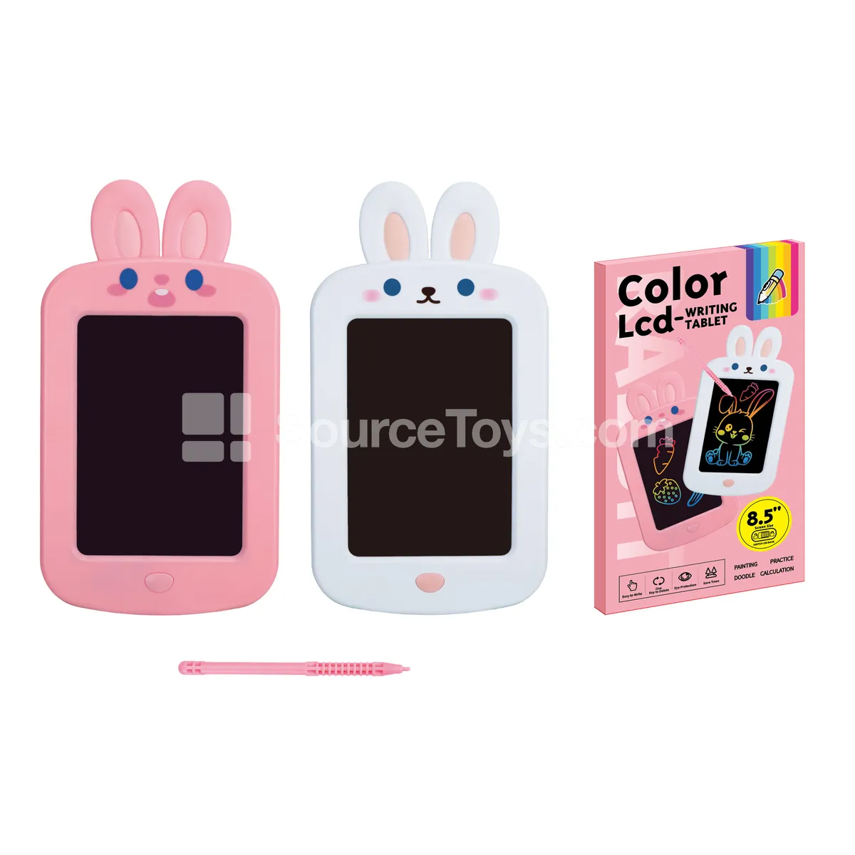 8.5-Inch LCD Writing Tablet, 2 Colors, Rabbit-Shaped Color Screen (ABS) - Educational Toy