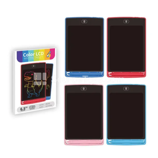 4 Colors 6.5-inch LCD ABS Writing Tablet, Color Screen, Battery Included (CR2025)