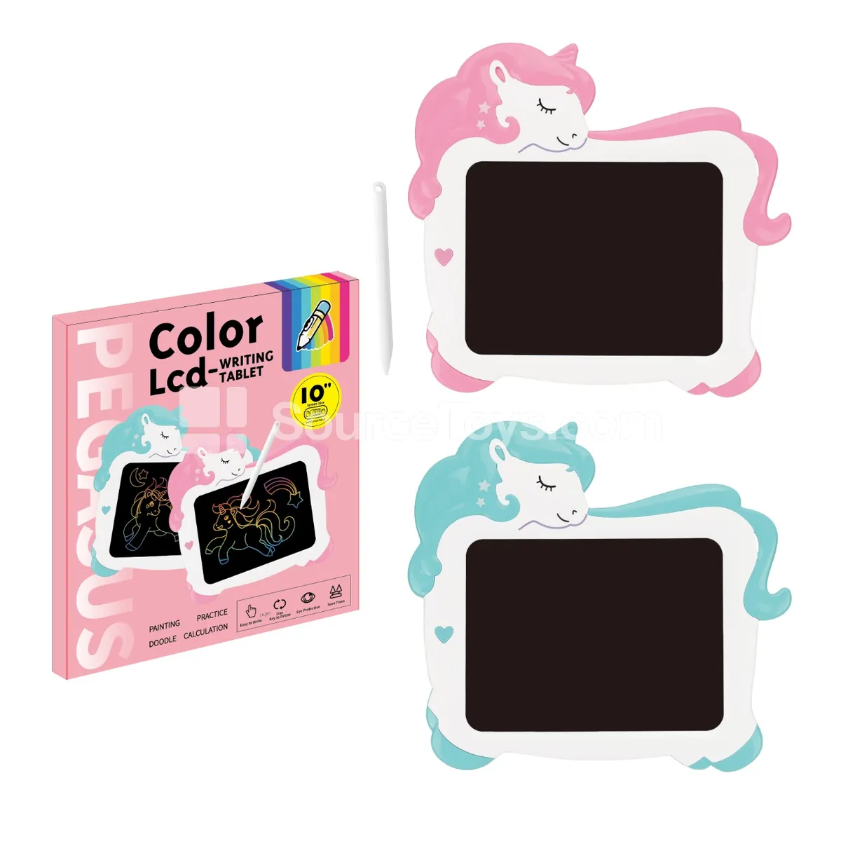 10-inch LCD Writing Tablet, ABS, Unicorn Color Screen, Educational Toy