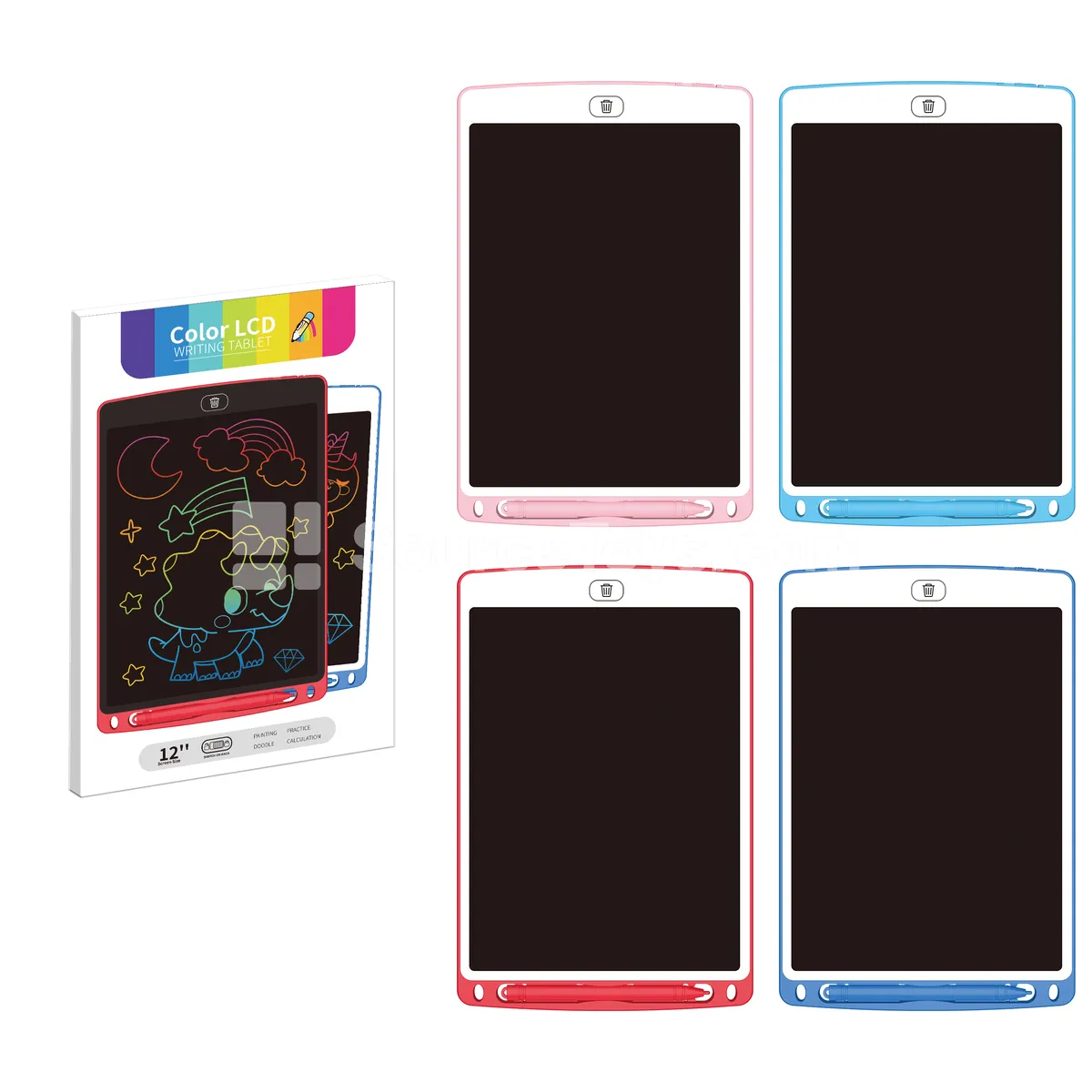 12-inch LCD Writing Tablet - 4-Color Display, ABS Plastic, Educational Toy for Kids