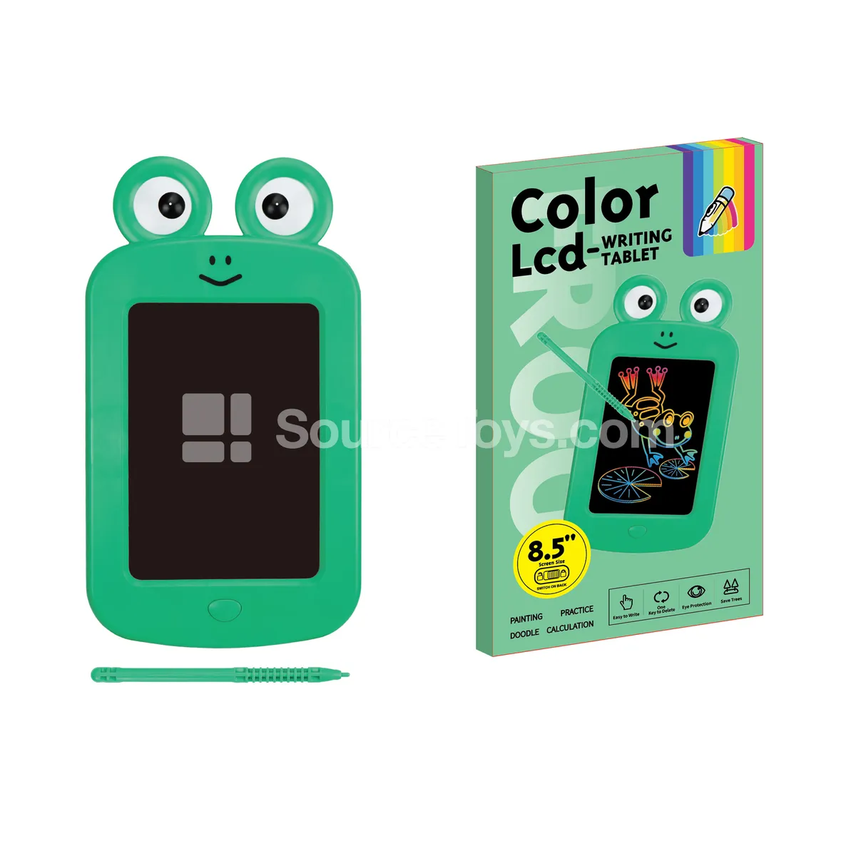8.5-inch LCD Writing Tablet with Frog Color Screen, ABS, Battery Included (CR2025 x1)