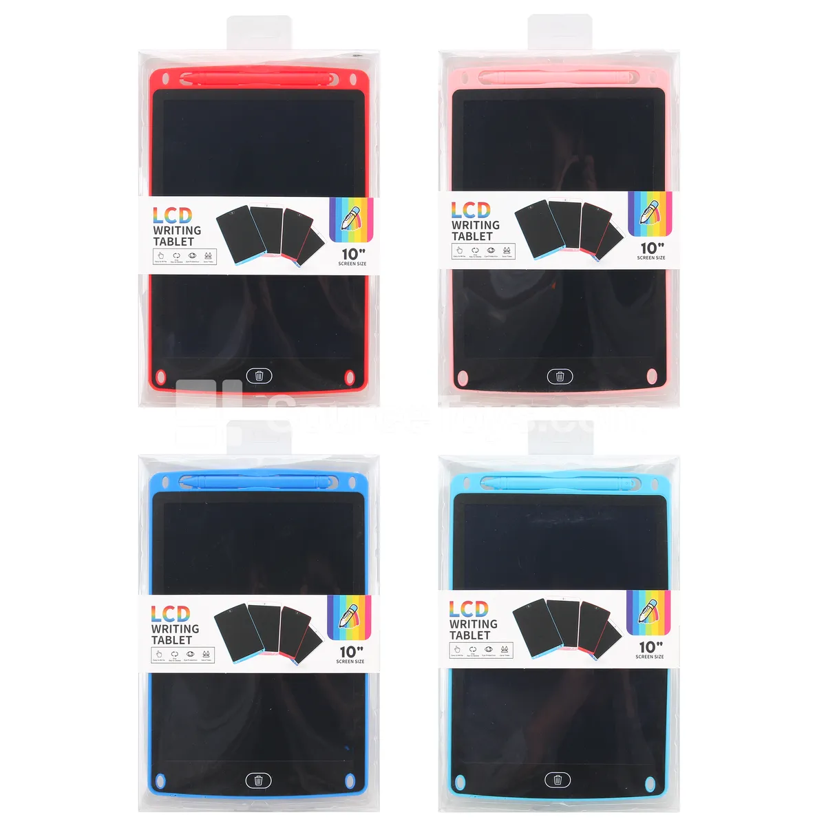 10-inch LCD Writing Tablet, 4-Color Screen, ABS, Battery Included (CR2025)