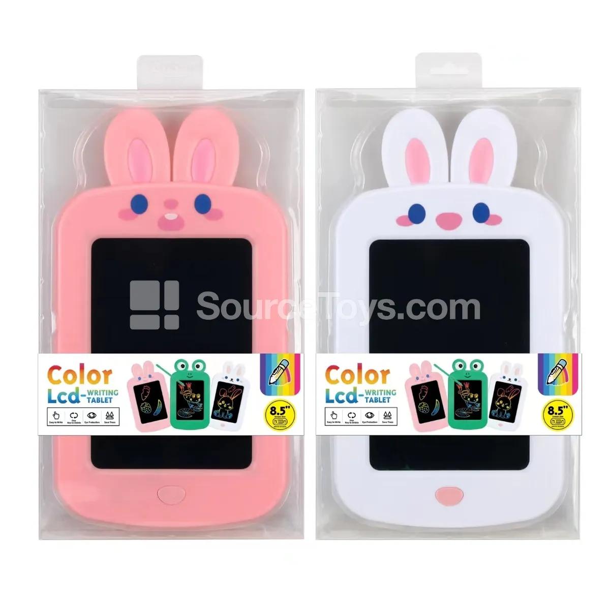 2-Color 8.5-Inch LCD Writing Tablet, Bunny Color Screen - Educational Toy for Kids