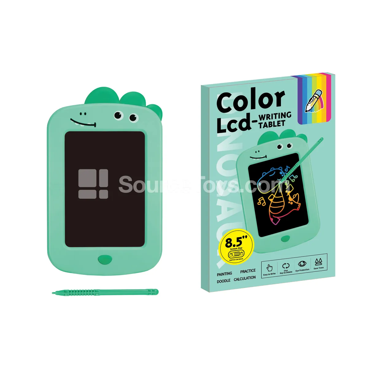 8.5-inch ABS LCD Writing Tablet with Dinosaur Color Screen, Battery Included