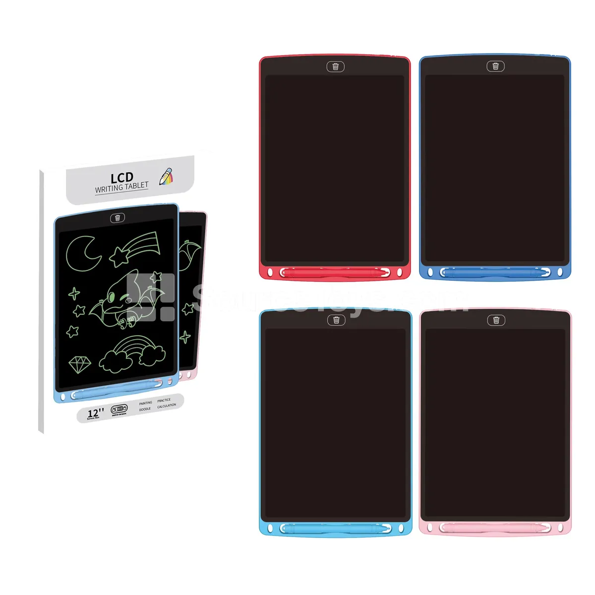 4-Color 12-Inch LCD Writing Tablet, Educational Toy Early Learning Doodle Board