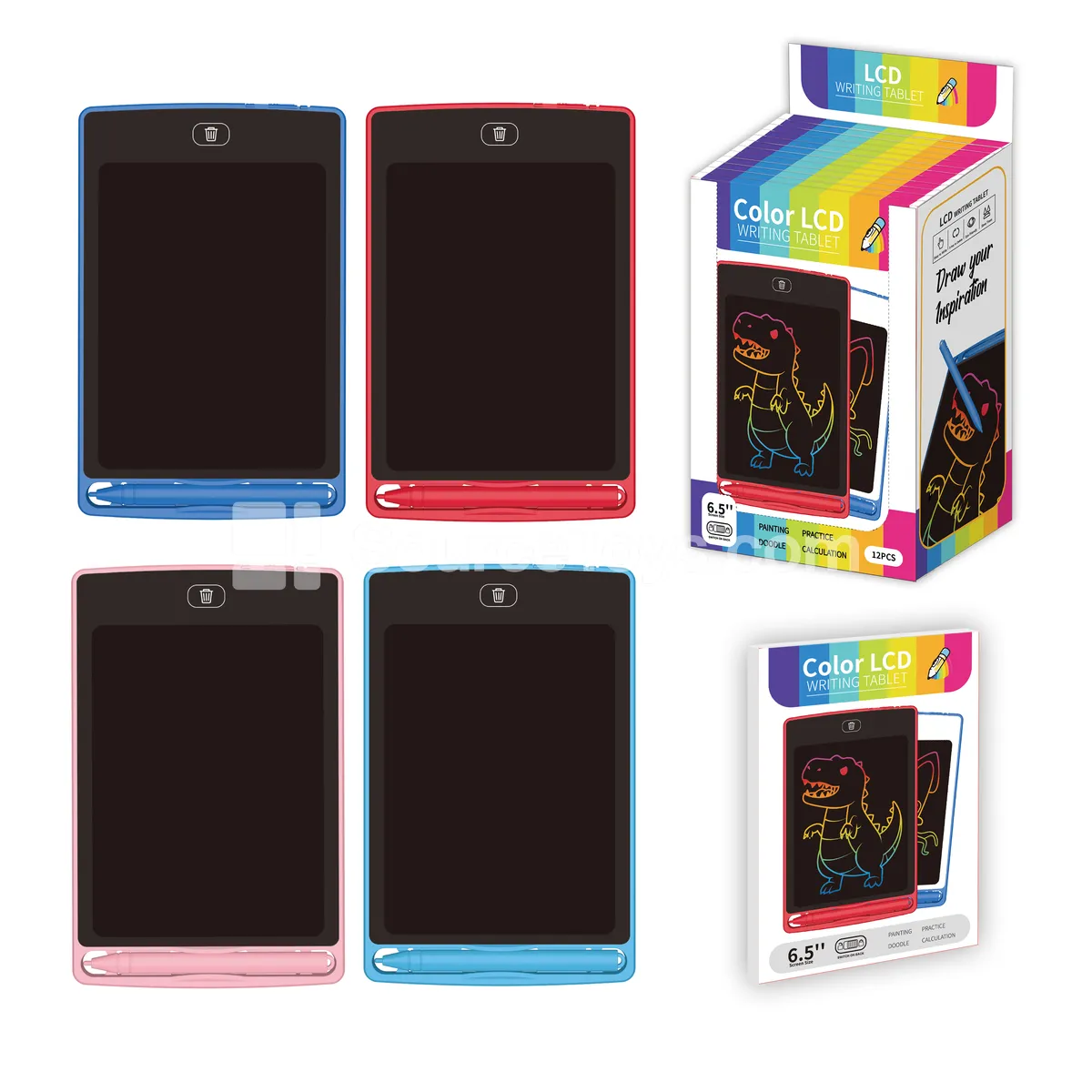 12-Pack 6.5-inch Color LCD Writing Tablet with ABS Frame