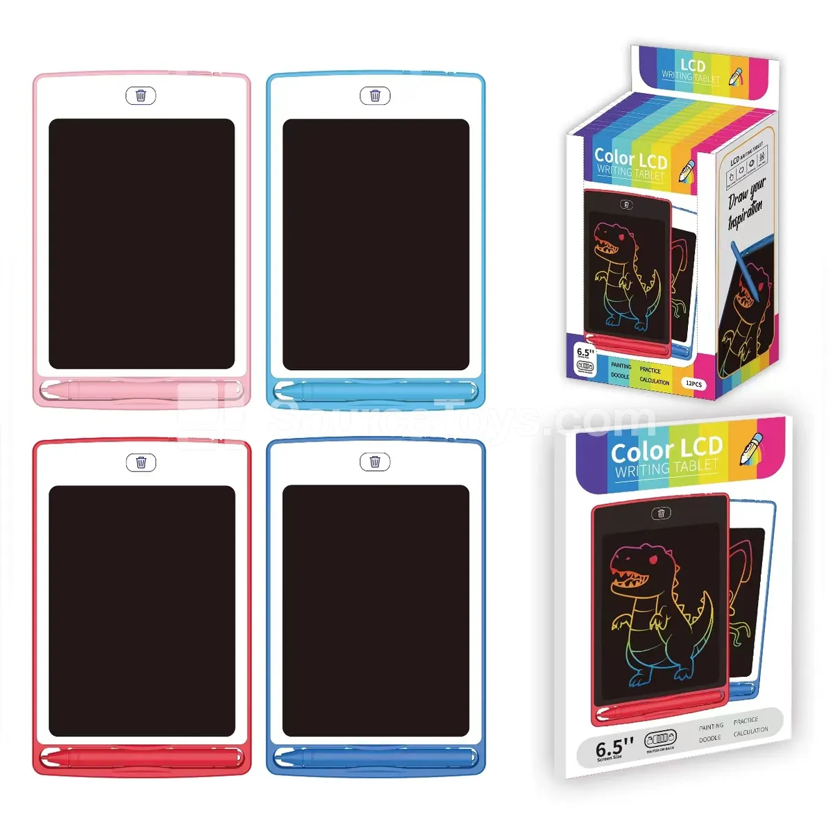 LCD Writing Tablet Set - 12 pcs, 4 Colors, 6.5 inch, ABS, Color Screen LCD Writing Tablet Set - 12 pcs, 4 Colors, 6.5 inch, ABS, Color Screen