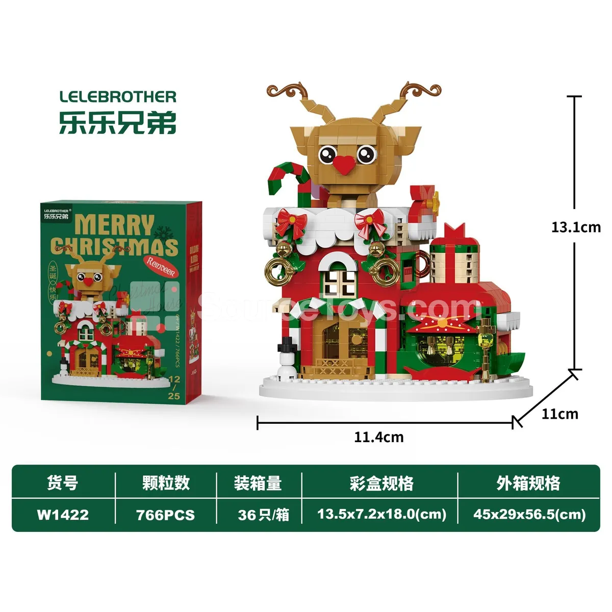 Educational Micro Building Blocks Christmas Reindeer House 766pcs Light-Up Version Educational Micro Building Blocks Christmas Reindeer House 766pcs Light-Up Version