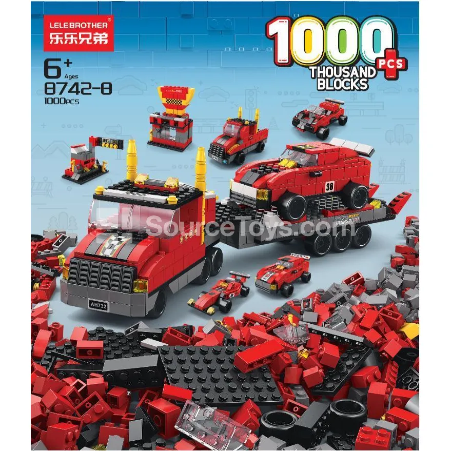 Educational Assembly Building Blocks Racing Car Trailer 1000pcs
