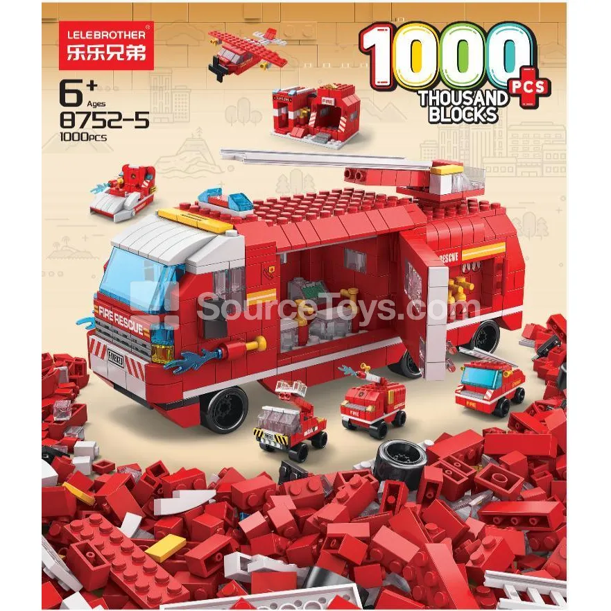 Educational Assembly Building Blocks Fire Truck 1000pcs Educational Assembly Building Blocks Fire Truck 1000pcs