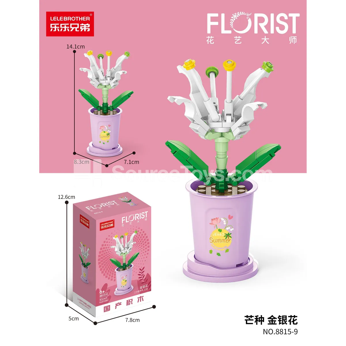 Educational Assembly Building Blocks Mangzhong Honeysuckle 53PCS