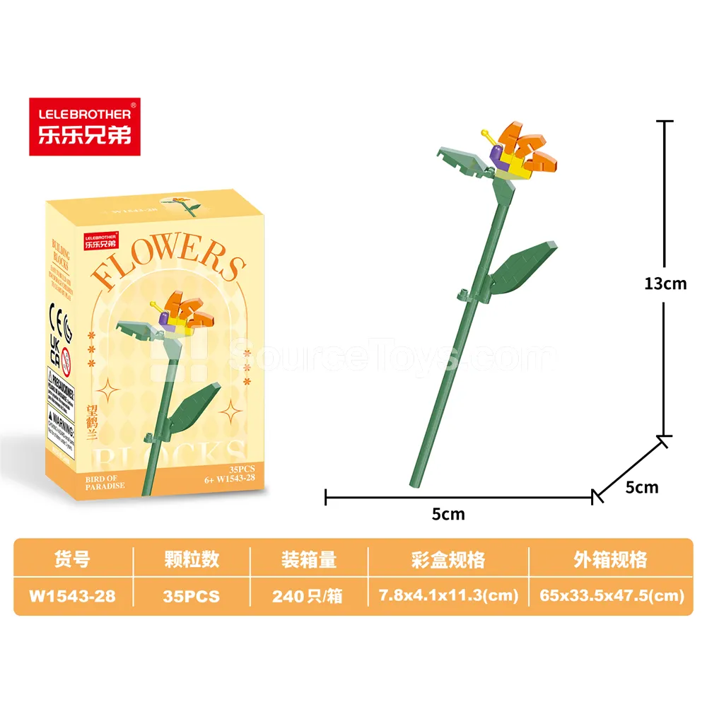 Children Educational Assembly Building Blocks Bird of Paradise Flower 35PCS Budget-Friendly Bulk Item DIY Micro Building Blocks