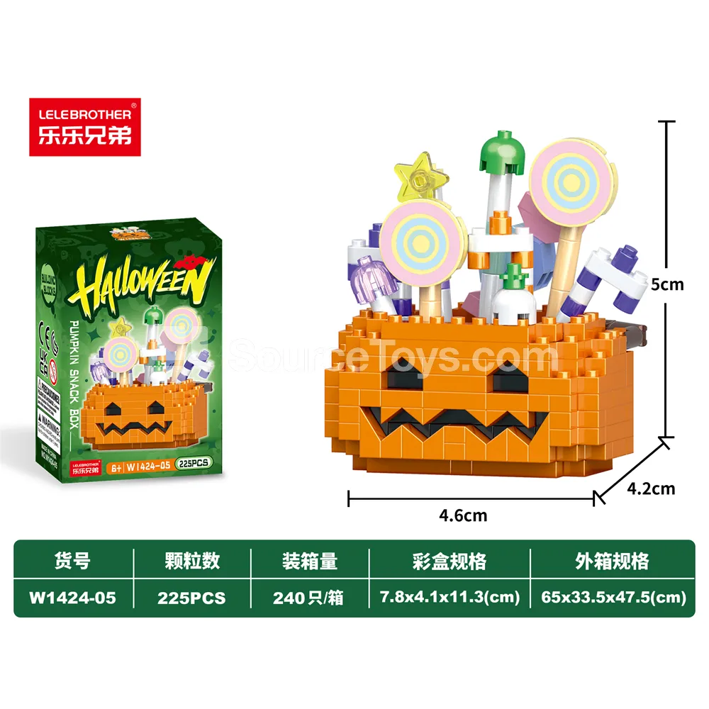 225pcs DIY Micro Building Blocks Pumpkin Snack Box - Educational Assembly Toy, Bulk Pack 225pcs DIY Micro Building Blocks Pumpkin Snack Box - Educational Assembly Toy, Bulk Pack