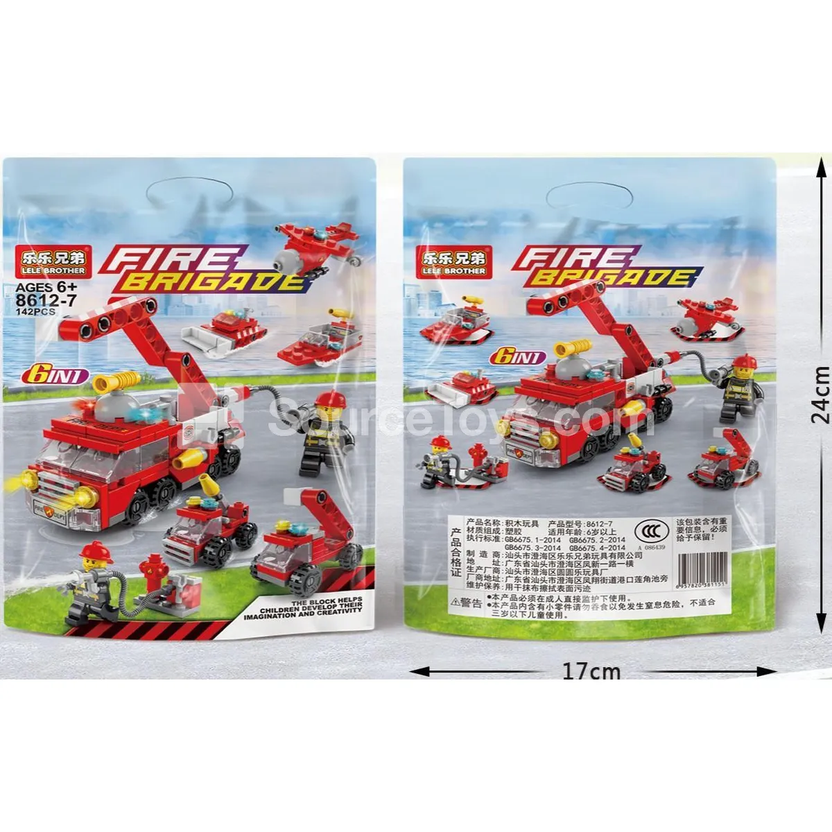 Children's Educational Assembly Building Blocks Mini Bag 6-in-1 Fire Truck 142pcs Children's Educational Assembly Building Blocks Mini Bag 6-in-1 Fire Truck 142pcs