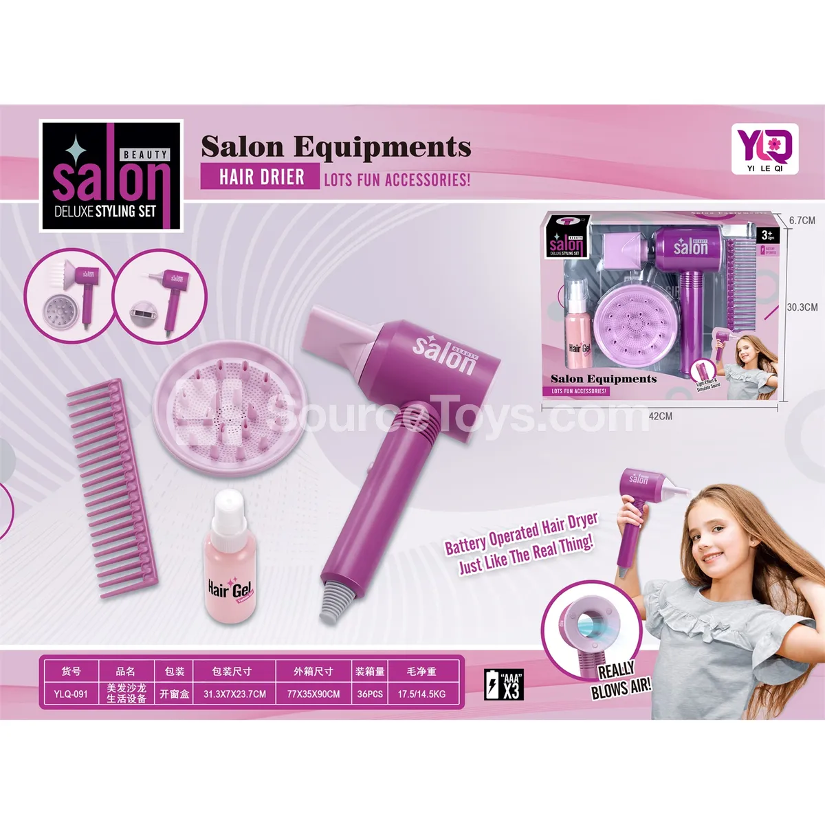 Girls Pretend-Play Hair Salon Tool Set