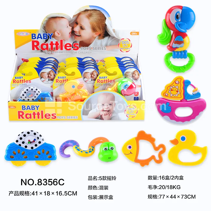 5 Styles Baby Rattles in Display Box 5 Styles Baby Rattles in Display Box