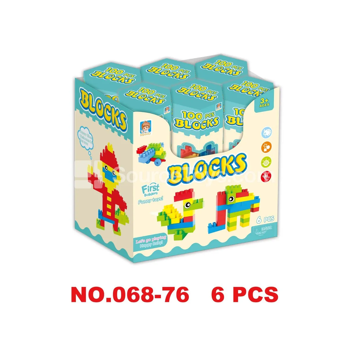 Building Blocks in Display Box, 6 Strips, 100 Pcs
